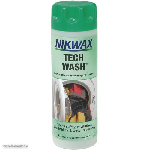 NIKWAX TECH WASH tisztító mosószer, alkalmas kézi és gép mosásra egyaránt.